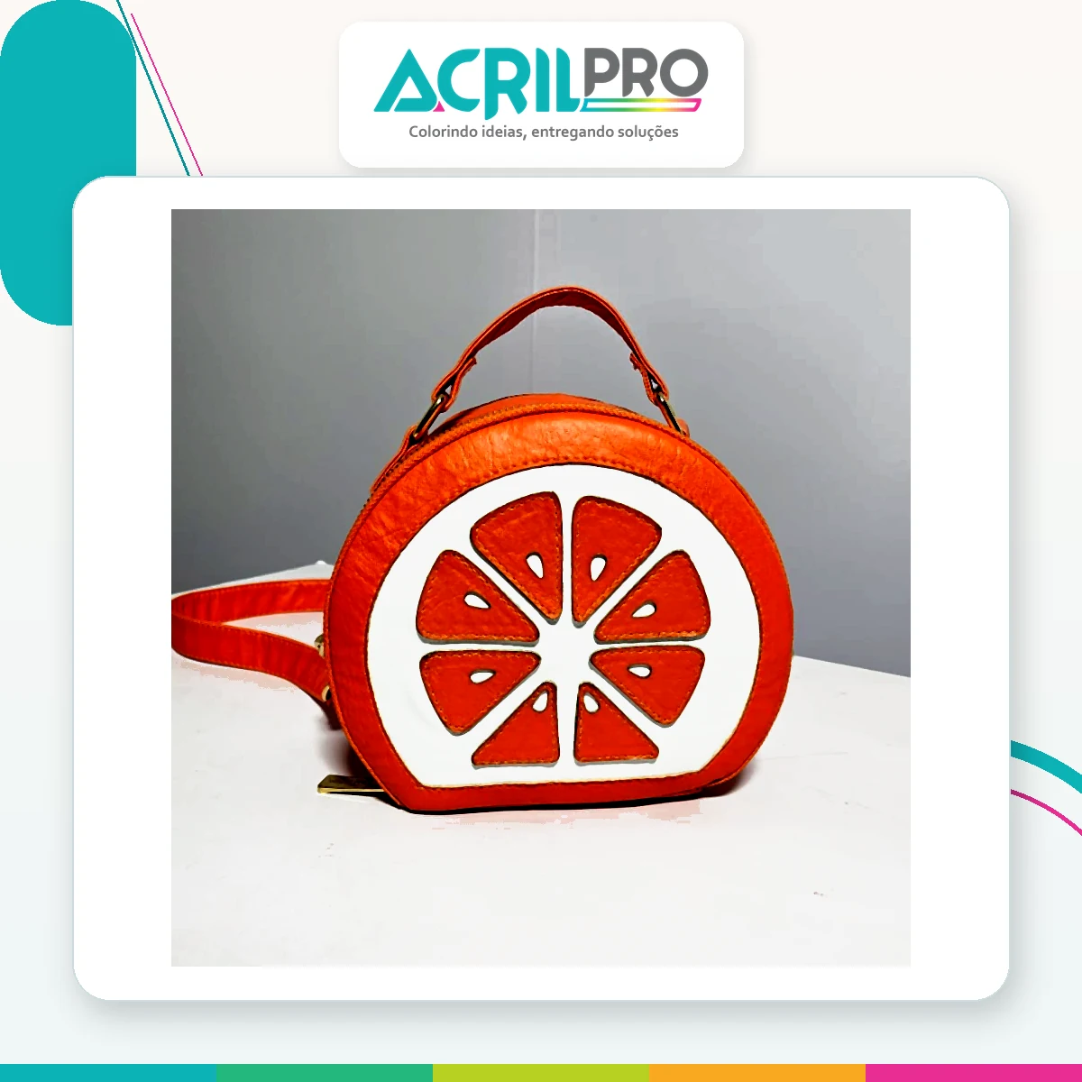 Bolsa temática em formato de laranja