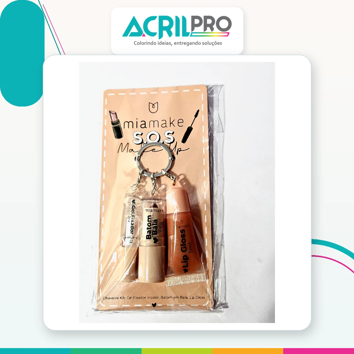 Chaveiro kit de maquiagem