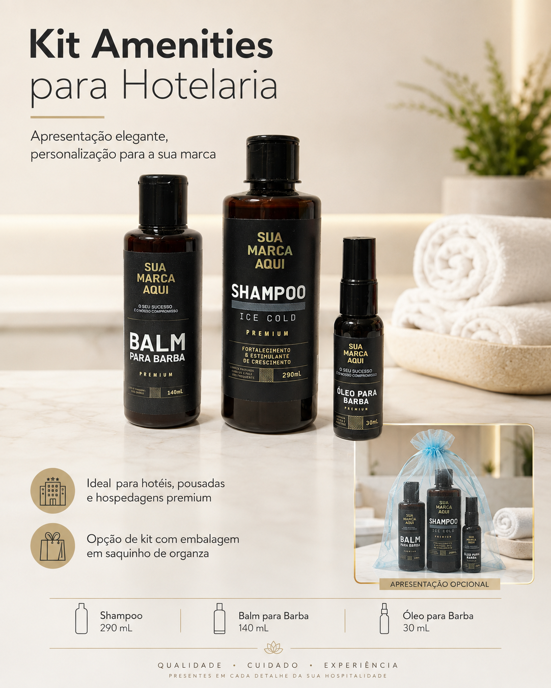 Kit Amenities Personalizado para Hotelaria
